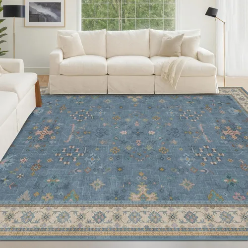 Miniatura 10 de Alfombra Boho Negra para Sala de Estar - Alfombra de Área Lavable de 10x14 Pies, Alfombras de Comedor para Debajo de la Mesa, Alfombra Suave de Pelo