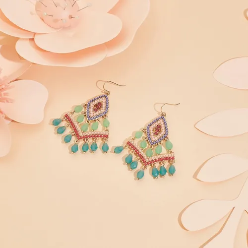 Miniatura 6 de Boho Drop Earrings Seed Bead Dangle Earrings Vacation Earrings Colorful Statement Earrings Jewelry Present