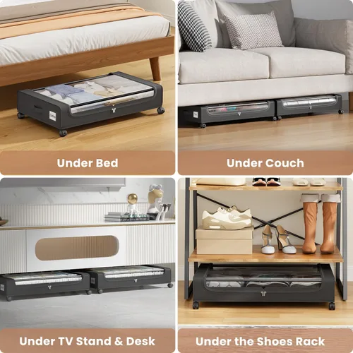 Miniatura 7 de Contenedores de almacenamiento debajo de la cama con tapa transparente, almacenamiento grande debajo de la cama con ruedas, contenedores de 6.22