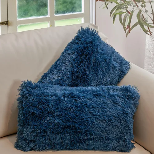 Miniatura 9 de Cheer Collection Almohadas Decorativas para Sofá y Cama, Almohadas Decorativas Suaves de Pelo Largo con Rellenos Incluidos, Acogedoras Almohadas