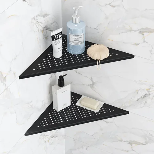 Miniatura 17 de Qeke Estante de Esquina para Baño, Estante de Ducha Empotrado de 10" Organizador, Estante de Acero Inoxidable SUS304 Montaje en Pared Triangular