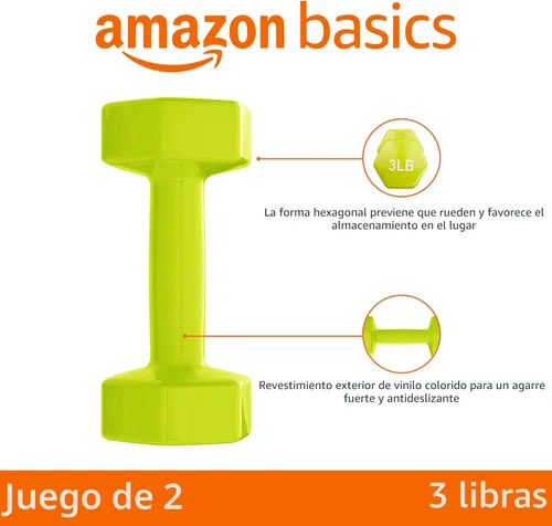 Miniatura 2 de Amazon Basics - Mancuernas con revestimiento de vinilo para mano