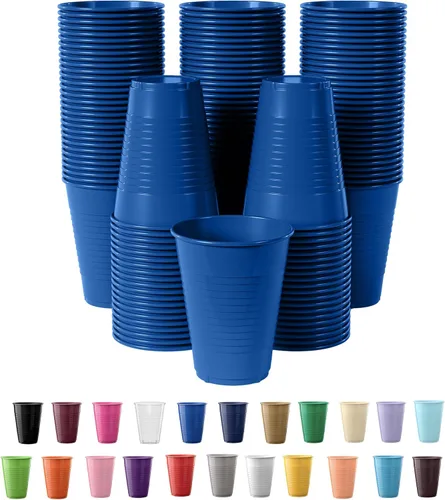 Miniatura 15 de Exquisitos vasos de plástico Party Solids de 12 onzas para suministros de fiesta, paquete de 50 vasos desechables amarillos de plástico, vasos