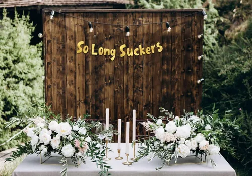 Miniatura 7 de Cartel dorado con purpurina para fiesta con texto en inglés «So Long Suckers Going Away», divertidas decoraciones de jubilación para hombres