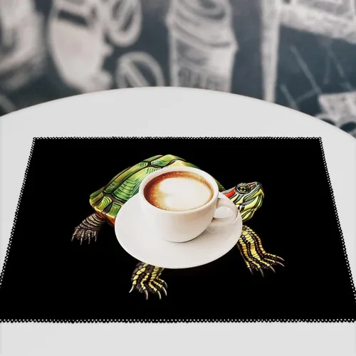 Miniatura 7 de Red Eared Slider Turtle Placemats Set of 6 Resistant Table Mats Washable Place Mats for Dinner Party Table Decoration