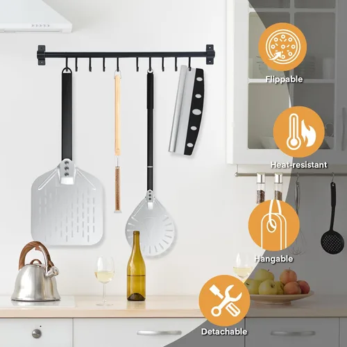 Miniatura 5 de Kit de accesorios para horno de pizza de 4 piezas, incluye cáscara de pizza perforada de 12 pulgadas, cáscara redonda de torneado de pizza de 9