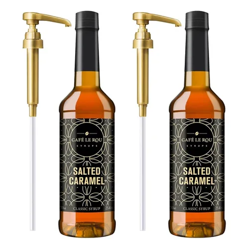 Miniatura 18 de Café Le Rou Jarabe de café variado, paquete de 5, 25.4 onzas, vainilla, vainilla francesa, caramelo, caramelo salado, jarabe saborizante de café