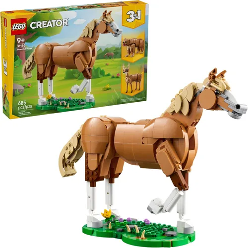 LEGO Creator 3 en 1 hermoso juguete de construcción de caballos para niños, bloques de construcción y juguete de aprendizaje para niñas y niños, a