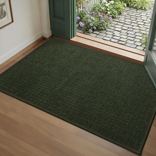 Miniatura 22 de DEXI Tapete para puerta delantera, 17 x 30 pulgadas, parte trasera de goma antideslizante, tapete de bajo perfil absorbente para la entrada