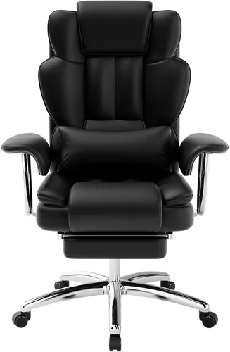 Miniatura 8 de KEIKI Silla ergonómica de oficina de respaldo alto con reposapiés, silla de escritorio resistente para el trabajo diario