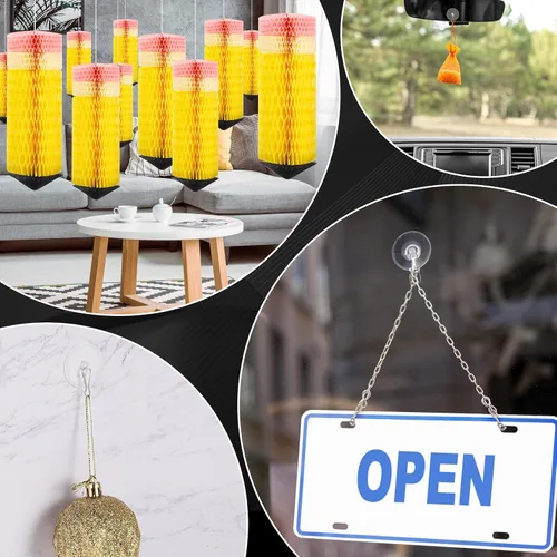 Miniatura 5 de Paquete de 10 ganchos de techo autoadhesivos con línea para colgar linternas de papel de 80 pies, ganchos de pared de techo extraíbles sin daños