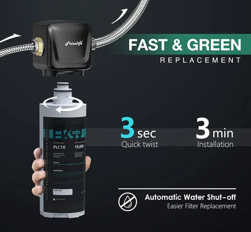 Miniatura 4 de Frizzlife Sistema de filtro de agua para debajo del fregadero, certificado NSF/ANSI 53 y 42, elimina el 99.99% de cloro, plomo, mal sabor y olor