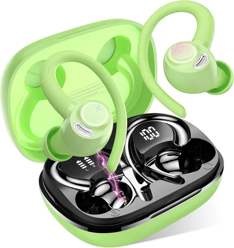 Miniatura 13 de Auriculares inalámbricos, auriculares Bluetooth 5.4 deportivos, auriculares sobre la oreja con micrófono de cancelación de ruido ENC, 48H, 2-Blanco