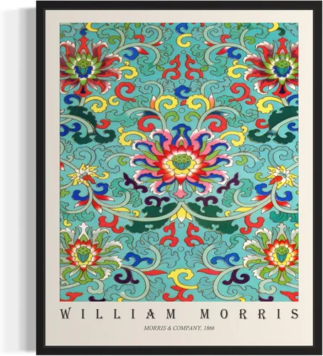 Miniatura 32 de Póster con impresión artística de gato negro, estilo William Morris, floral retro de mediados de siglo, botánico, victoriano, Academia oscura