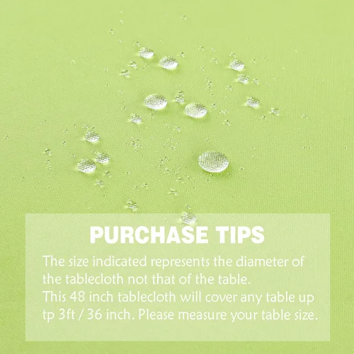 Miniatura 3 de FOLINS&HOME Mantel redondo de poliéster verde manzana de 48 pulgadas impermeable de alta resistencia sin arrugas, tela circular para mesa, a prueba
