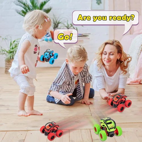 Miniatura 4 de LODBY Camiones Monstruo Juguetes para Niños - Camiones de Empujar y Avanzar para Niños Pequeños, Autos de Carrera para Fiestas Infantiles de 3-5