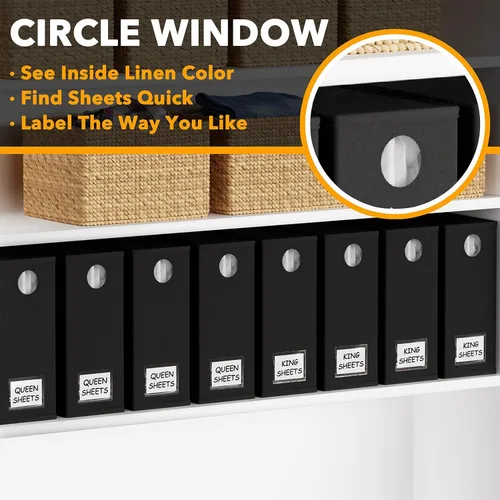 Miniatura 4 de SpaceAid Paquete de 8 Organizadores y Almacenamiento de Sábanas de Cama, Organizador de Sábanas Plegable para Armario de Ropa Blanca, Carpeta Negro