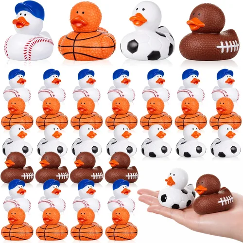 Miniatura 21 de Deekin 24 patos de goma de 2 pulgadas, recuerdos de fiesta deportiva a granel para eventos de equipo, suministros de fiesta de cumpleaños, regalo
