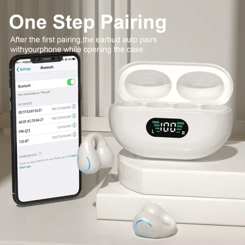 Miniatura 6 de Auriculares de oreja abierta, auriculares de conducción ósea, auriculares con clip Bluetooth 5.3, auriculares inalámbricos con pantalla