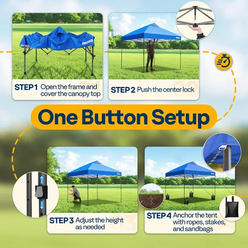 Miniatura 2 de VIVOHOME - Tienda de campaña desplegable de 8x8 pies, refugio portátil para exteriores con configuración de un solo empuje, resistente con bolsa