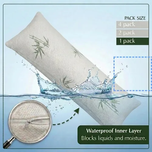 Miniatura 7 de Four Seasons Essentials Protector de almohada impermeable de tamaño corporal (juego de 1) – Viscosa natural derivada de bambú – Fundas de almohada