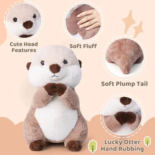 Miniatura 6 de Riuhot Lindos animales de peluche de nutria marina suave, juguete de peluche de 15.7 pulgadas para fiesta de cumpleaños de Navidad, regalo