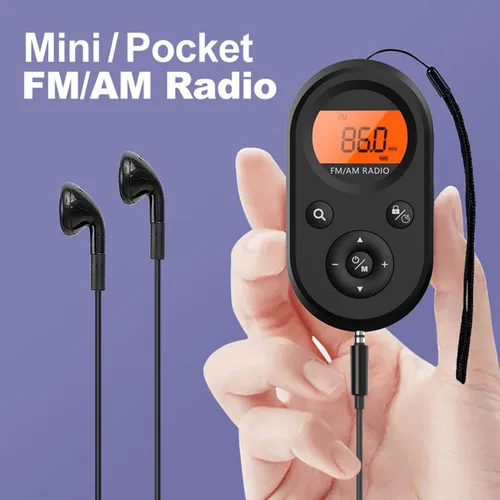 Miniatura 2 de Radio AM FM, mini radio de sintonización digital, radio estéreo portátil con auriculares, 76 a 108 MHz FM 520/522 a 1710 KHz AM para senderismo