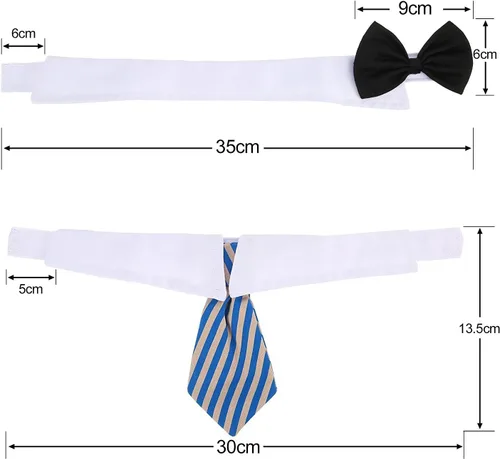 Miniatura 2 de Shappy - 3 piezas de corbatín ajustable para gatos, corbatín para boda, disfraz de mascota, corbata de moño, collar de esmoquin para perros
