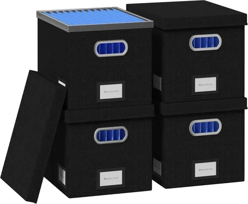 Miniatura 13 de Caja Organizadora de Archivos – Cajas de Archivos para Colgar Archivos con Tapa, Juego de 2 Carpetas Colgantes Decorativas Tamaño Carta Organizador