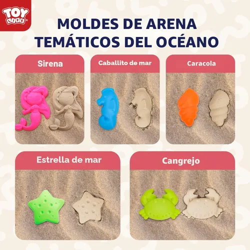Miniatura 8 de TOY Life 41 piezas de juguetes de playa para niños de 4 a 8 años, juguetes de arena plegables para niños pequeños con cubo de silicona, palas y kit