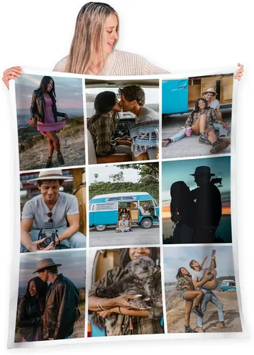 Miniatura 33 de FrameStory Manta personalizada con fotos y texto, totalmente personalizable con tus fotos y mensajes, manta de forro polar suave y suave, 30 x 40