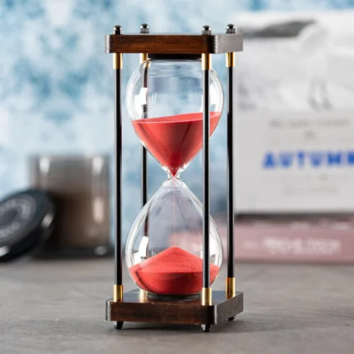 Miniatura 8 de Reloj de Arena Grande de 60 Minutos, Temporizador de Arena de Madera Decorativo con Arena Negra, Reloj de Arena de 1 Hora Negro arena