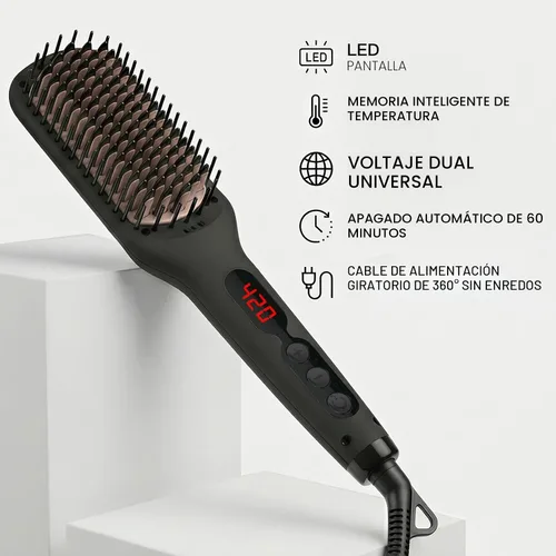 Miniatura 6 de MEGAWISE Cepillo alisador de pelo iónico Pro Ceramic para salón en casa, cepillo alisador con tecnología de calefacción de 20 segundos, apagado