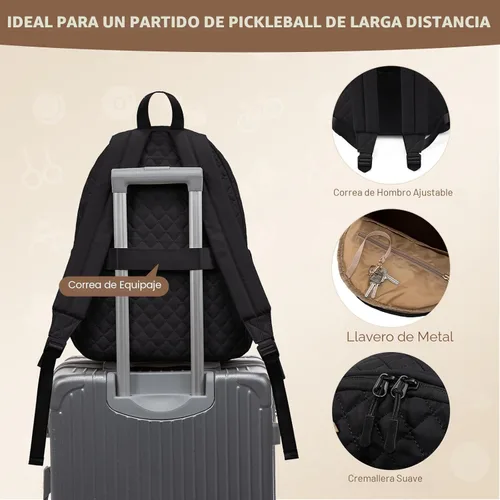 Miniatura 7 de Sucipi Bolsas de tenis para mujeres, Mochila bolsa acolchada para raqueta de tenis para raqueta de tenis, palas de pickleball, bádminton Negro