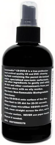 Miniatura 3 de Solución de limpieza CD DVD líquido (no es un removedor de arañazos) 8 onzas (8.0 fl oz) limpiador de botellas en aerosol CD-DVD-8 fabricado
