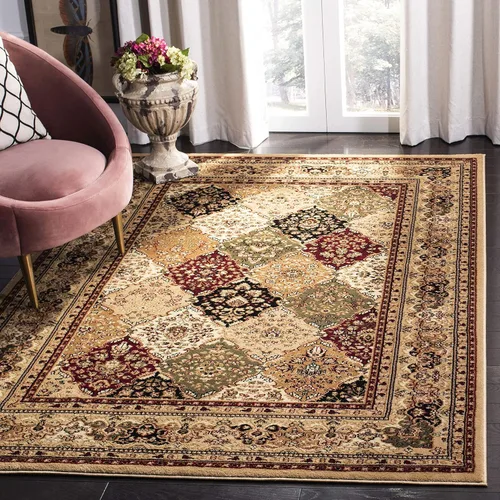 SAFAVIEH Lyndhurst Collection LNH221C - Alfombra cuadrada de 8 pies multicolor / beige tradicional oriental, no desprende pelusa, para sala de