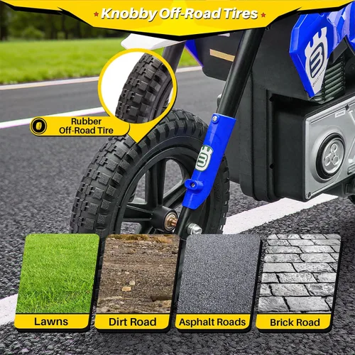 Miniatura 7 de Blitzshark Motocicleta Eléctrica de Tierra de 24 V para niños, motocicleta eléctrica con motor de 200 W de 5 a 12 años, motocicleta eléctrica