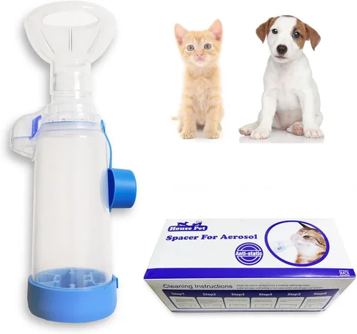 QMARK Espaciador inhalador con 2 máscaras para mascotas, gatos y perros pequeños, espaciador inhalador para MDI, con máscara de silicona de forma