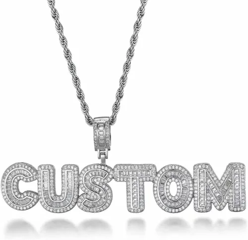 HDMENC - Collar con nombre personalizable, colgante de letra grabada para hombres y mujeres, colgante de letra inicial con cadena, joyería dorada