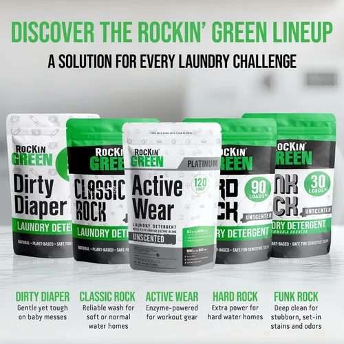 Miniatura 9 de Rockin' Green Detergente para Ropa, A Base de Plantas, Detergente en Polvo Totalmente Natural para Ropa, Vegano y Biodegradable Combate Olores