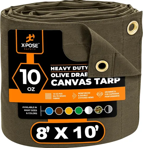 Miniatura 183 de Xpose Safety Lona de Lona - Lonas de Lona Verde de 10oz Resistentes al Agua con Ojales de Latón - Lona Multiusos para Exteriores para Campamento