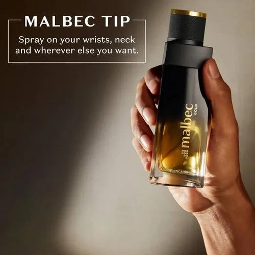 Miniatura 5 de Malbec Exquisite Gold Eau de Toilette de O Boticário, Colonia para Hombre de Larga Duración Fragancia Masculina, Aroma de Vino Tinto Envejecido