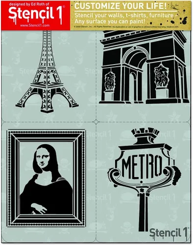 Miniatura 2 de Stencil1 Paris - Juego de 4 plantillas reutilizables de calidad atractiva y duradera para pintar, crea manualidades y decoración, decoración