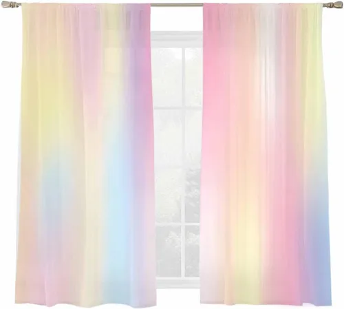Miniatura 7 de Paneles de cortinas traslúcidas de gasa de 45 pulgadas de largo, cortinas semitransparentes con bolsillo para barra de camión, cortinas