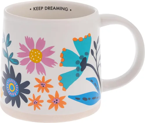 Miniatura 6 de Karma, Taza Shelly de 14 onzas, bonita taza de café y té, tazas de café de cerámica para mujeres y hombres, elige alegría
