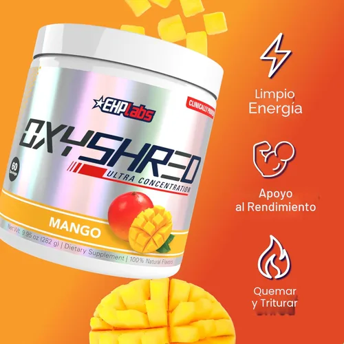 Miniatura 4 de EHP Labs OxyShred Polvo de Pre Entrenamiento - Polvo de preentrenamiento con L glutamina y acetil L carnitina, bebida de refuerzo de energía