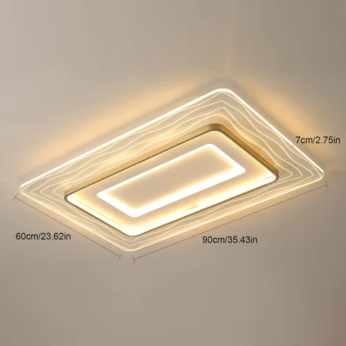 Miniatura 2 de Lámpara de techo empotrada moderna de 72 W LED regulable lámpara de techo rectangular con control remoto cerca de la lámpara de techo