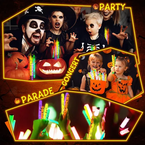 Miniatura 4 de Lewtemi 24 piezas de palos de brillo de Halloween a granel que brillan en la oscuridad, suministros de fiesta de Halloween, regalos de fiesta