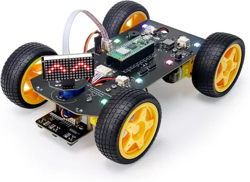 Miniatura 11 de Freenove Kit de coche 4WD para Raspberry Pi Pico (incluido) (compatible con Arduino IDE), expresiones de matriz de puntos, prevención de obstáculos
