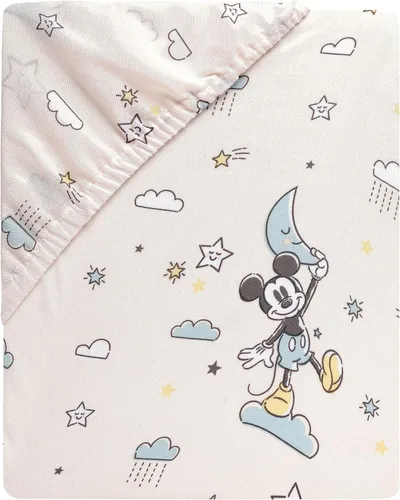 Miniatura 3 de Lambs & Ivy Disney Baby Moonlight Mickey Mouse - Sábana bajera ajustable para cuna, color blanco Luz de luna Mickey